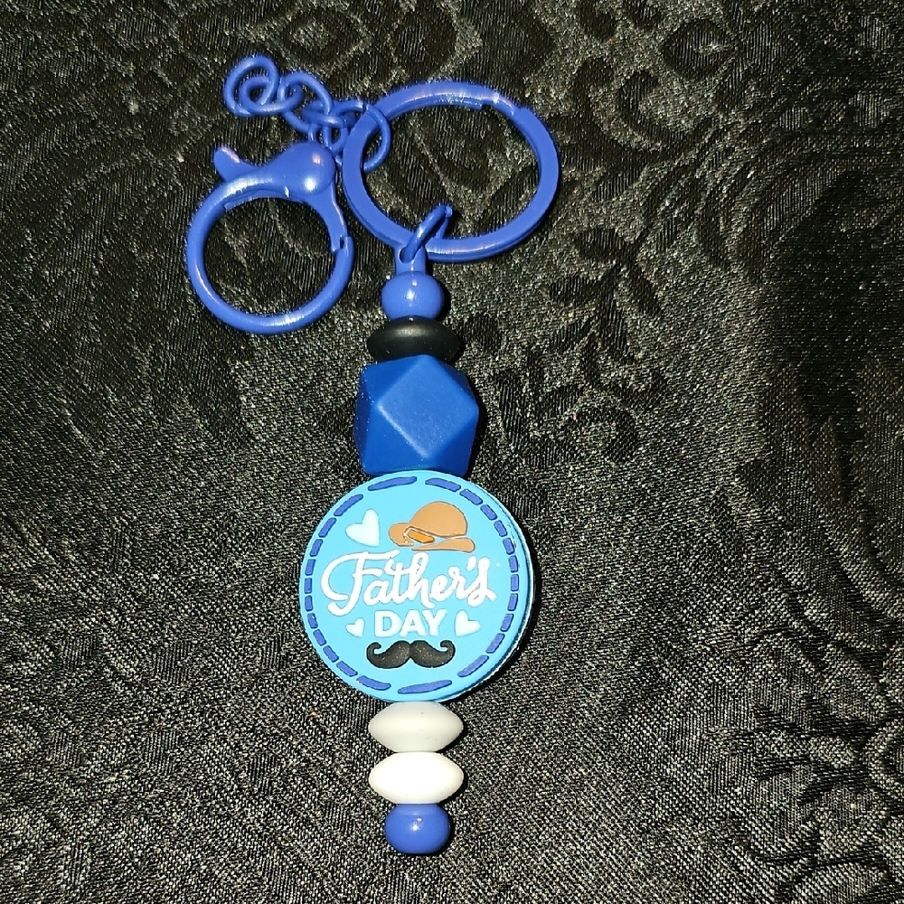 Handmade Blue and White Father's Day Keychain